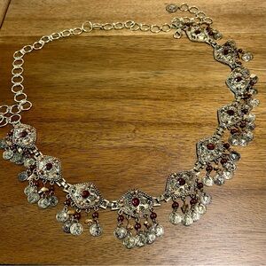 Vintage Gold Tone Beaded Tassel Chain Belt